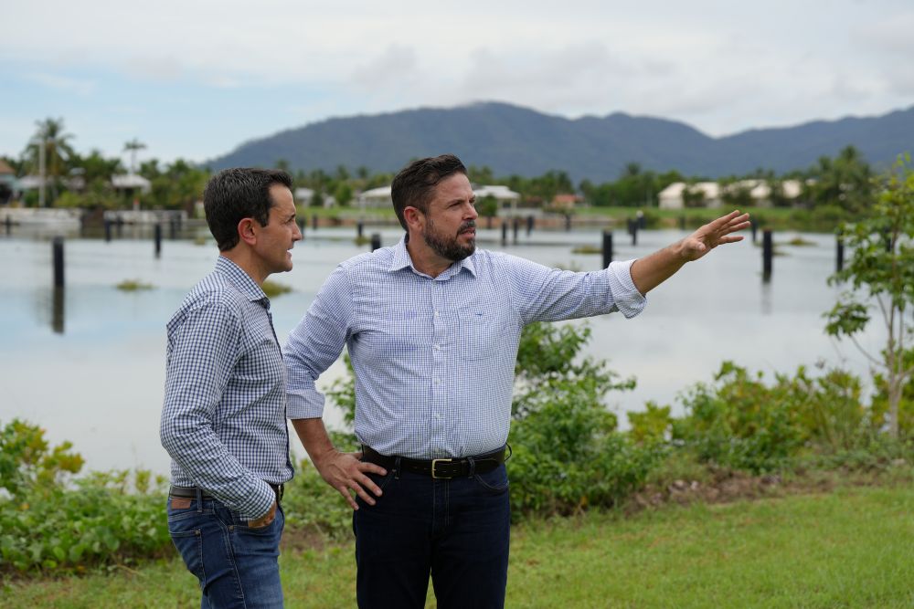 Premier and Wayde Chiesa MP mark a major milestone for Port Hinchinbrook, with early works underway to restore the site as a thriving tourism, commercial and residential precinct.