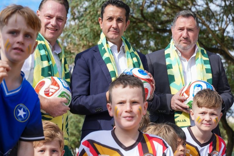 Premier David Crisafulli, Tourism Minister Andrew Powell and Brisbane Lord Mayor Adrian Schrinner are delivering a better lifestyle through a stronger economy with a FIFA World Cup live site in South Bank.