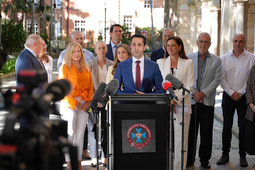 Premier David Crisafulli addressing an audience