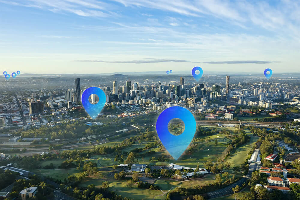 visual representation of greater brisbane area with markers