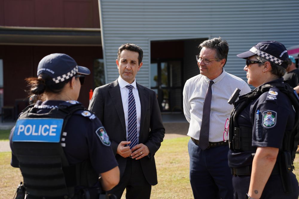 Premier with John Barounis MP and local police who are making Maryborough safer by taking action against antisocial behaviour in the CBD